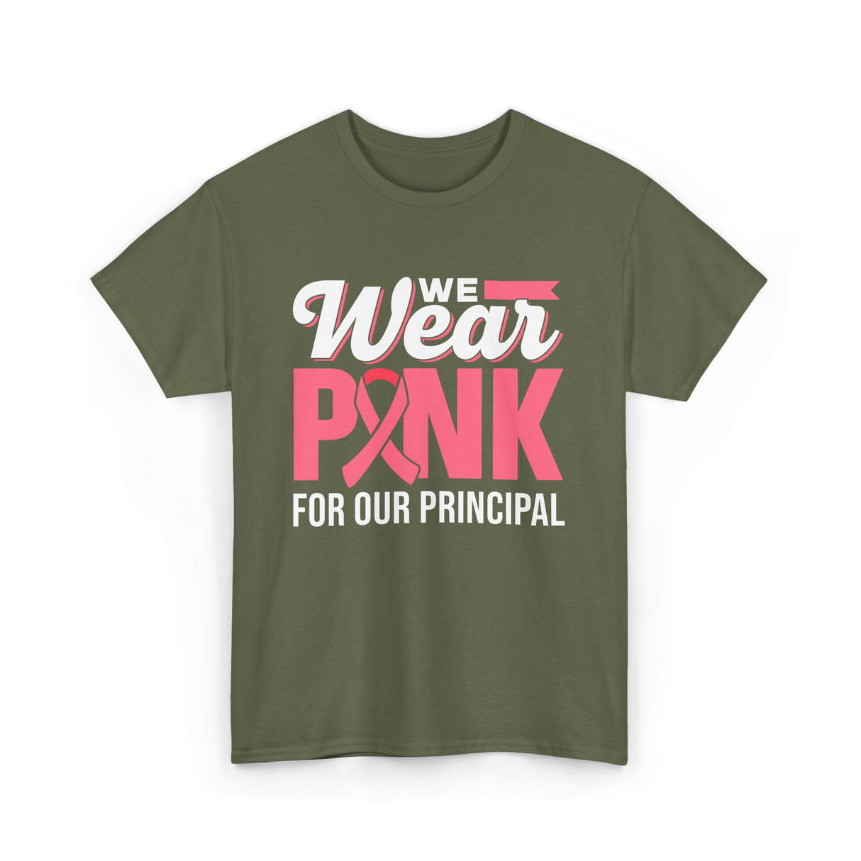 Wear Pink Awareness Breast Cancer T-Shirt - Military Green