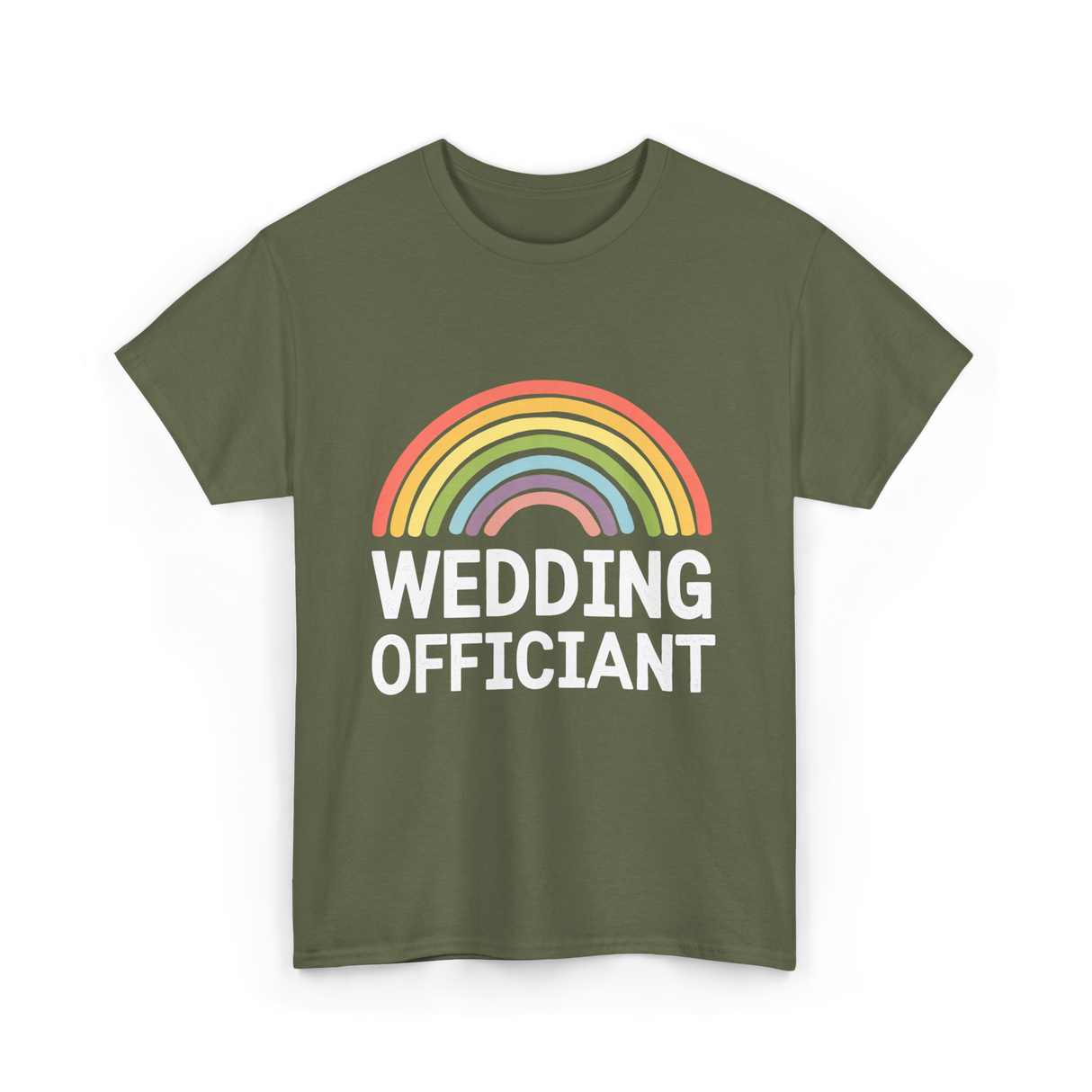 Wedding Officiant Rainbow Ceremony T-Shirt - Military Green