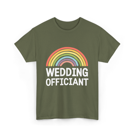 Wedding Officiant Rainbow Ceremony T-Shirt - Military Green