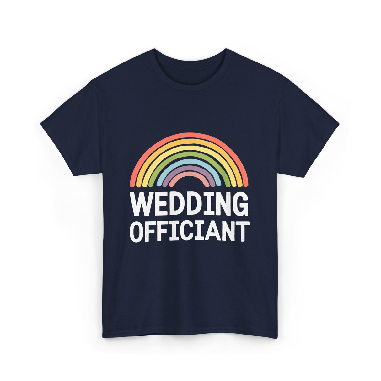 Wedding Officiant Rainbow Ceremony T-Shirt - Navy