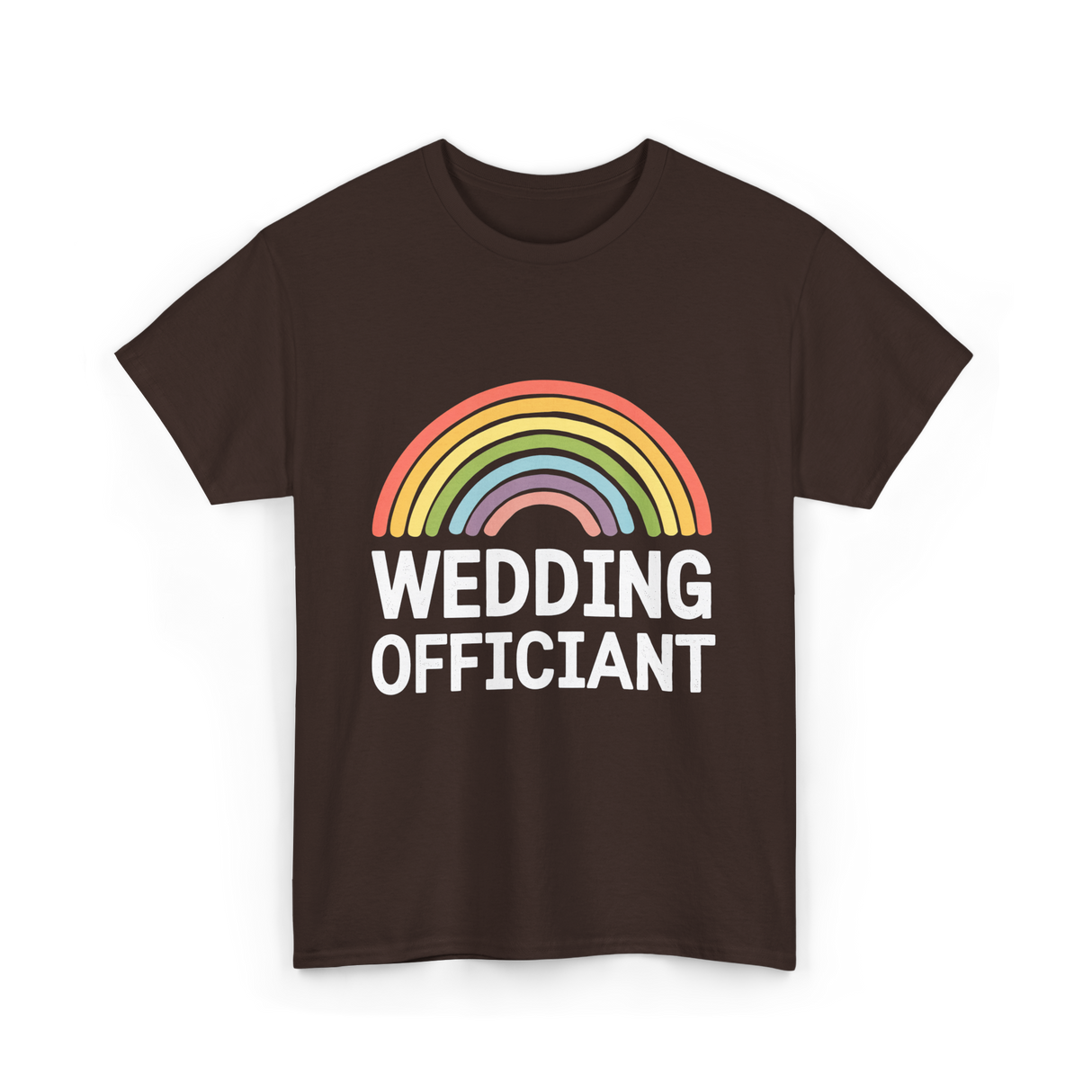 Wedding Officiant Rainbow Ceremony T-Shirt - Dark Chocolate