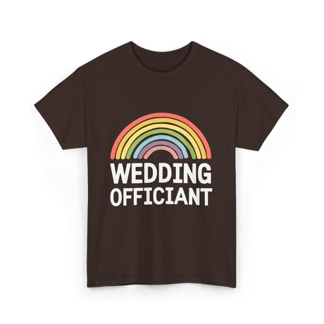 Wedding Officiant Rainbow Ceremony T-Shirt - Dark Chocolate