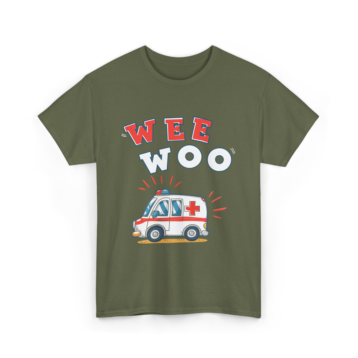 Wee Woo Ambulance EMS Paramedic T-Shirt - Military Green