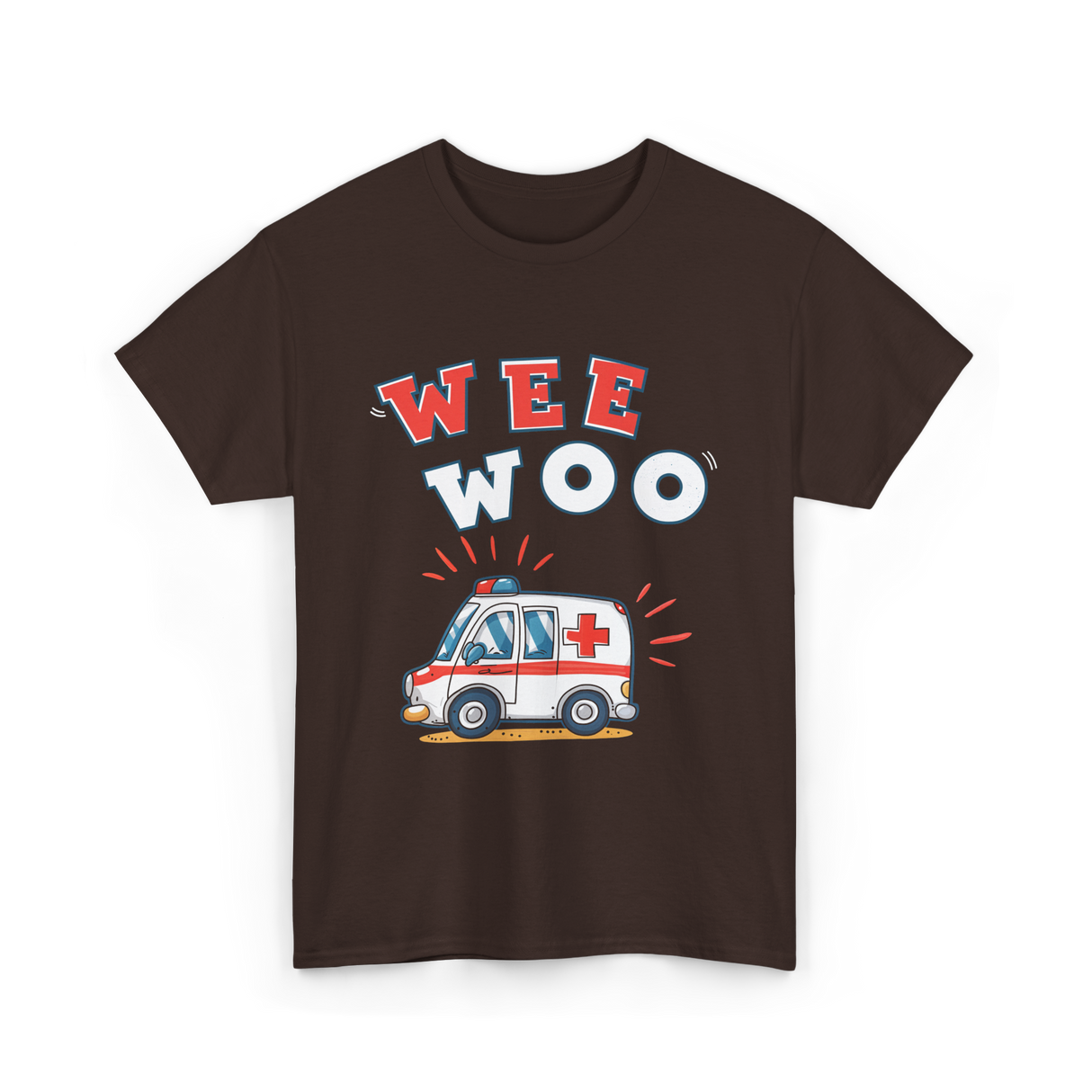 Wee Woo Ambulance EMS Paramedic T-Shirt - Dark Chocolate