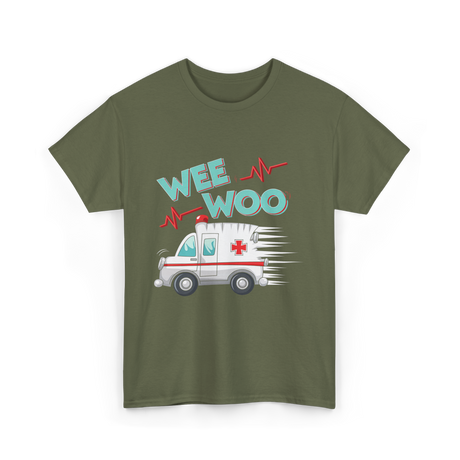 Wee Woo Ambulance Paramedic EMT T-Shirt - Military Green