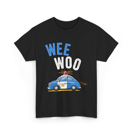 Wee Woo Police Car Cute T-Shirt - Black