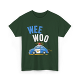 Wee Woo Police Car Cute T-Shirt - Forest Green