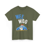 Wee Woo Police Car Cute T-Shirt - Military Green