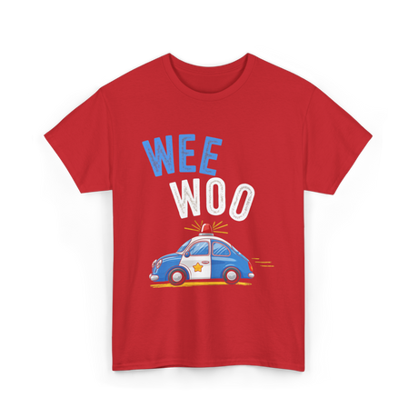 Wee Woo Police Car Cute T-Shirt - Red