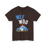 Wee Woo Police Car Cute T-Shirt - Dark Chocolate