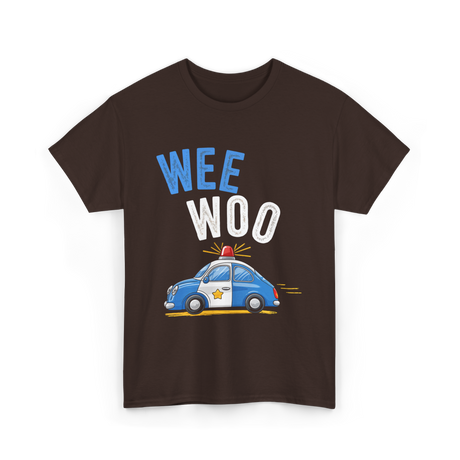 Wee Woo Police Car Cute T-Shirt - Dark Chocolate