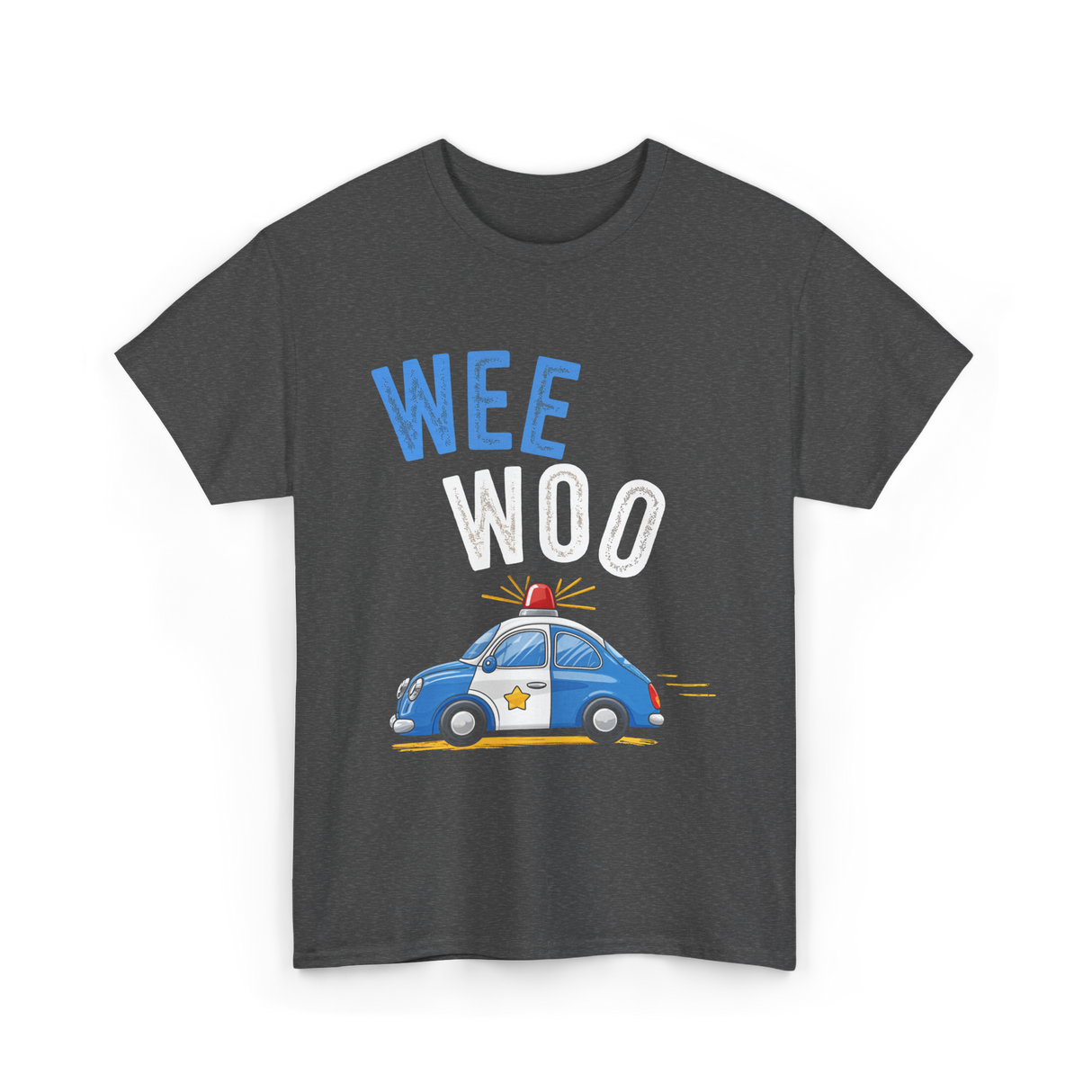 Wee Woo Police Car Cute T-Shirt - Dark Heather