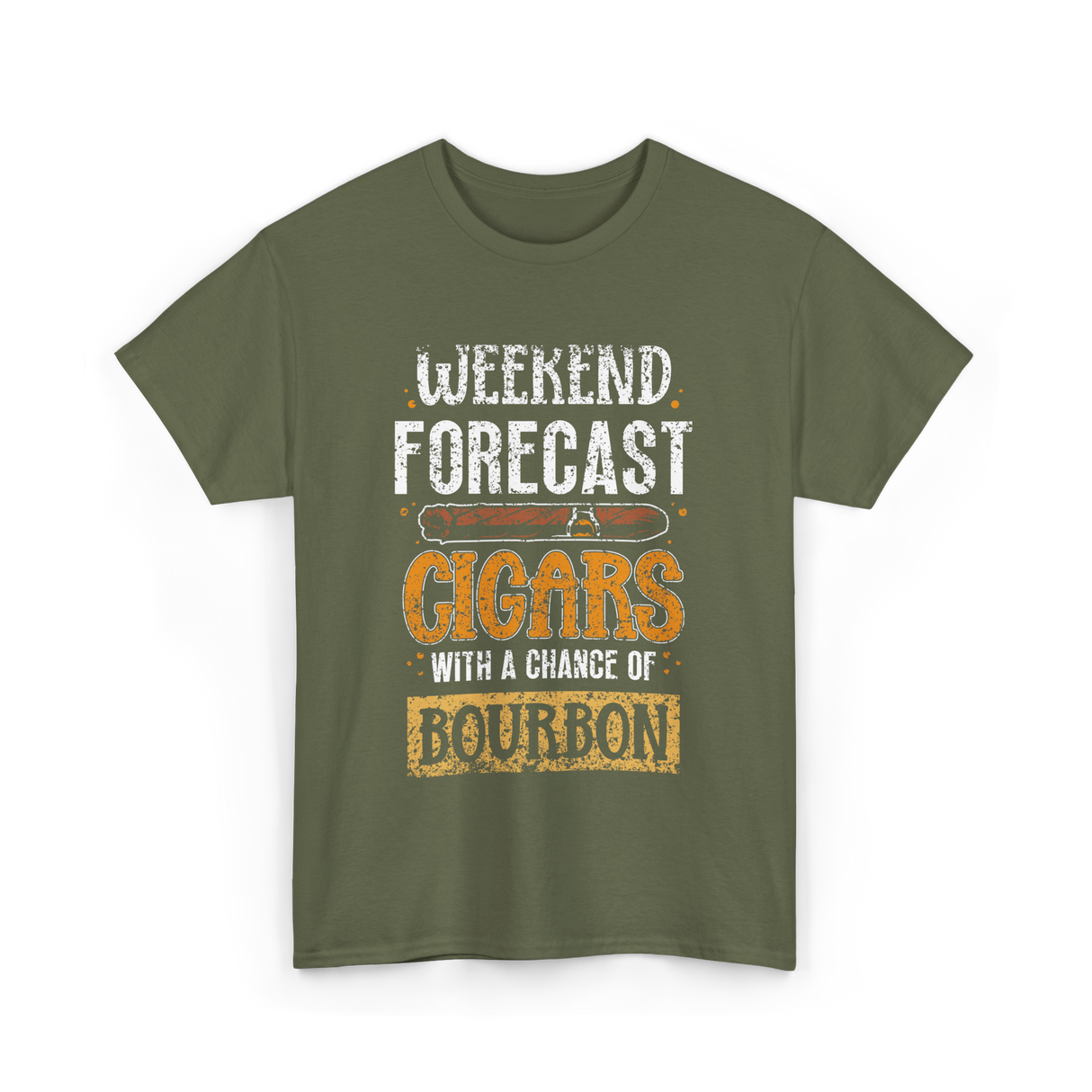 Weekend Forecast Cigars Bourbon T-Shirt - Military Green