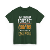 Weekend Forecast Cigars Bourbon T-Shirt - Forest Green