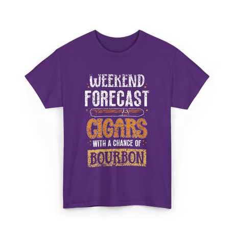 Weekend Forecast Cigars Bourbon T-Shirt - Purple