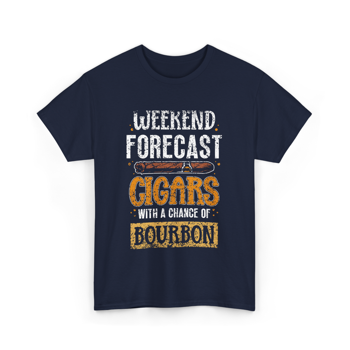 Weekend Forecast Cigars Bourbon T-Shirt - Navy