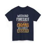 Weekend Forecast Cigars Bourbon T-Shirt - Navy