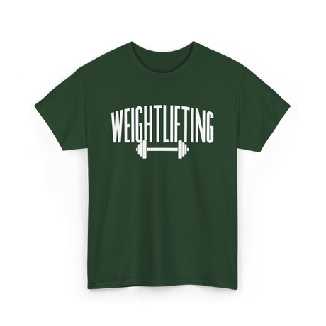 Weightlifting Barbell Fitness T-Shirt - Forest Green