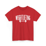 Weightlifting Barbell Fitness T-Shirt - Red