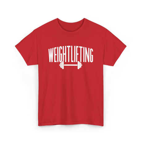 Weightlifting Barbell Fitness T-Shirt - Red