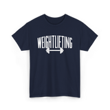 Weightlifting Barbell Fitness T-Shirt - Navy