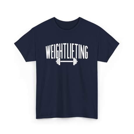 Weightlifting Barbell Fitness T-Shirt - Navy