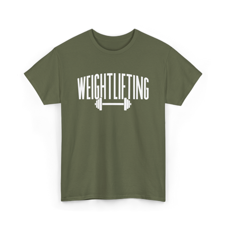 Weightlifting Barbell Fitness T-Shirt - Military Green