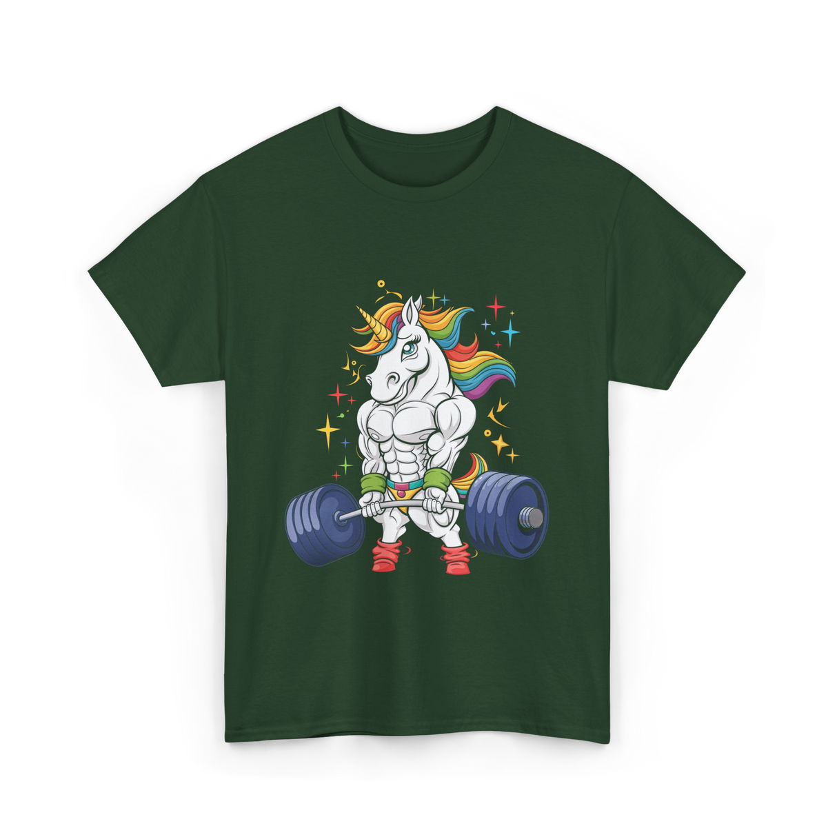 Weightlifting Unicorn Gym Strength T-Shirt - Forest Green