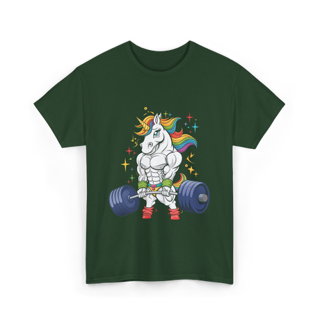 Weightlifting Unicorn Gym Strength T-Shirt - Forest Green