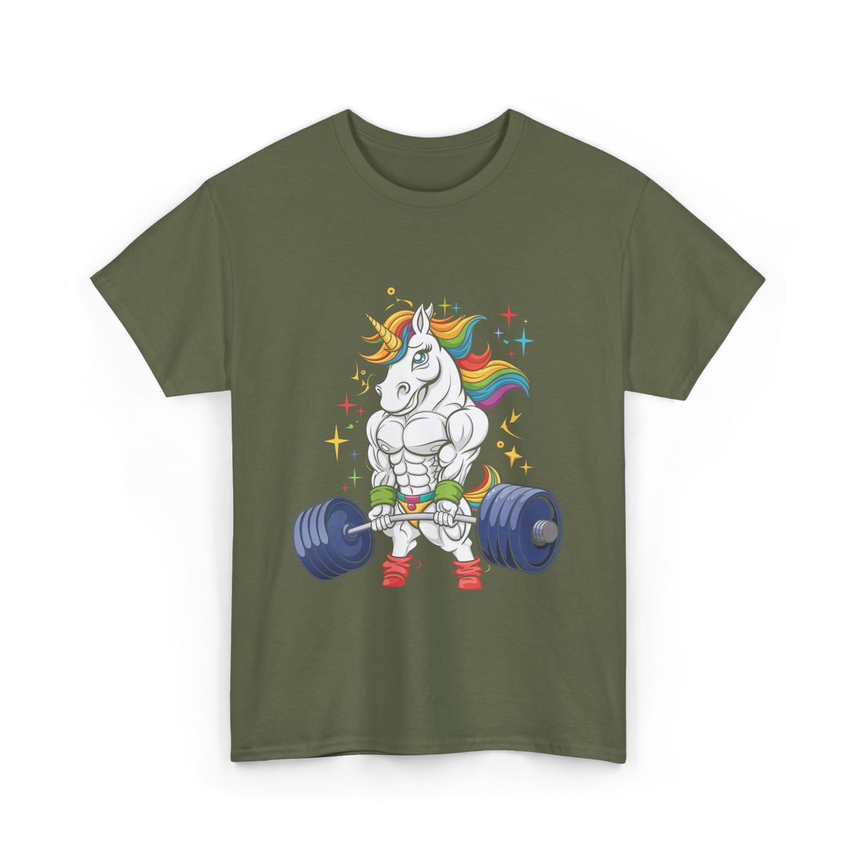 Weightlifting Unicorn Gym Strength T-Shirt - Military Green