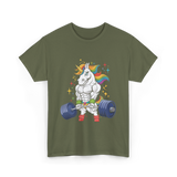 Weightlifting Unicorn Gym Strength T-Shirt - Military Green