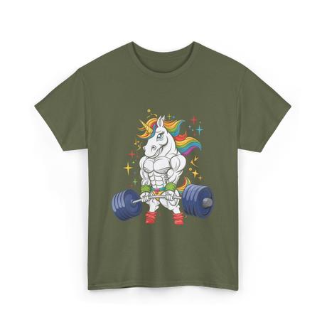 Weightlifting Unicorn Gym Strength T-Shirt - Military Green