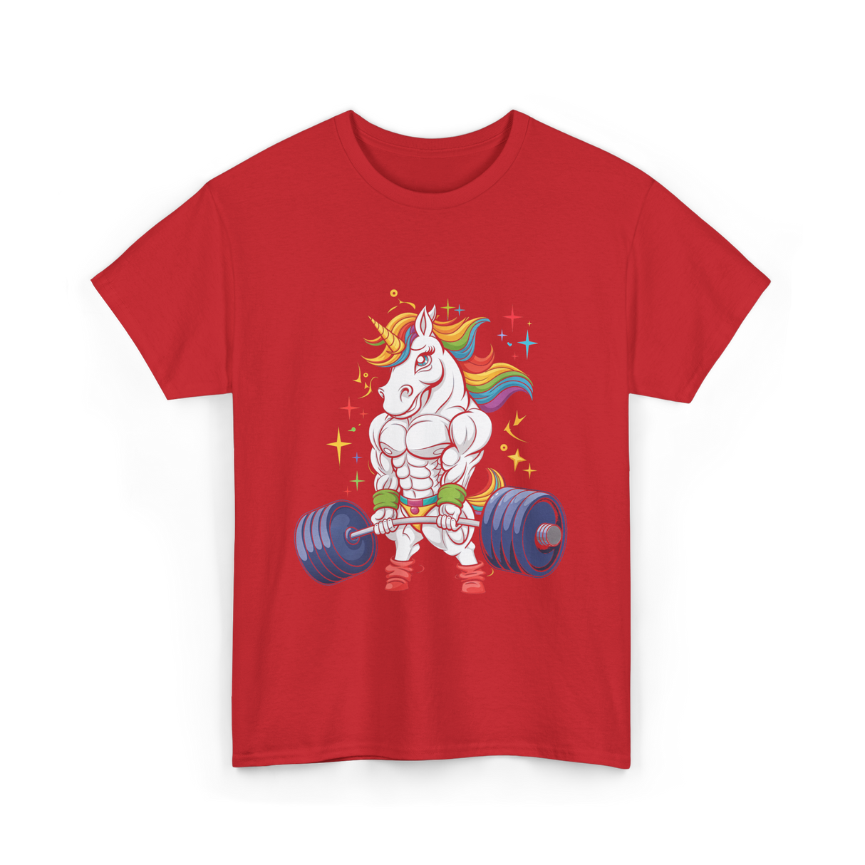 Weightlifting Unicorn Gym Strength T-Shirt - Red