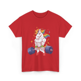 Weightlifting Unicorn Gym Strength T-Shirt - Red