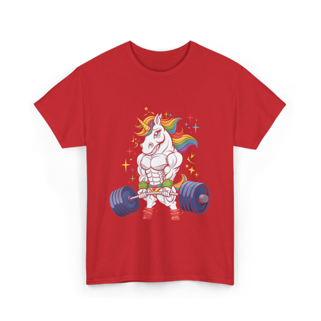 Weightlifting Unicorn Gym Strength T-Shirt - Red