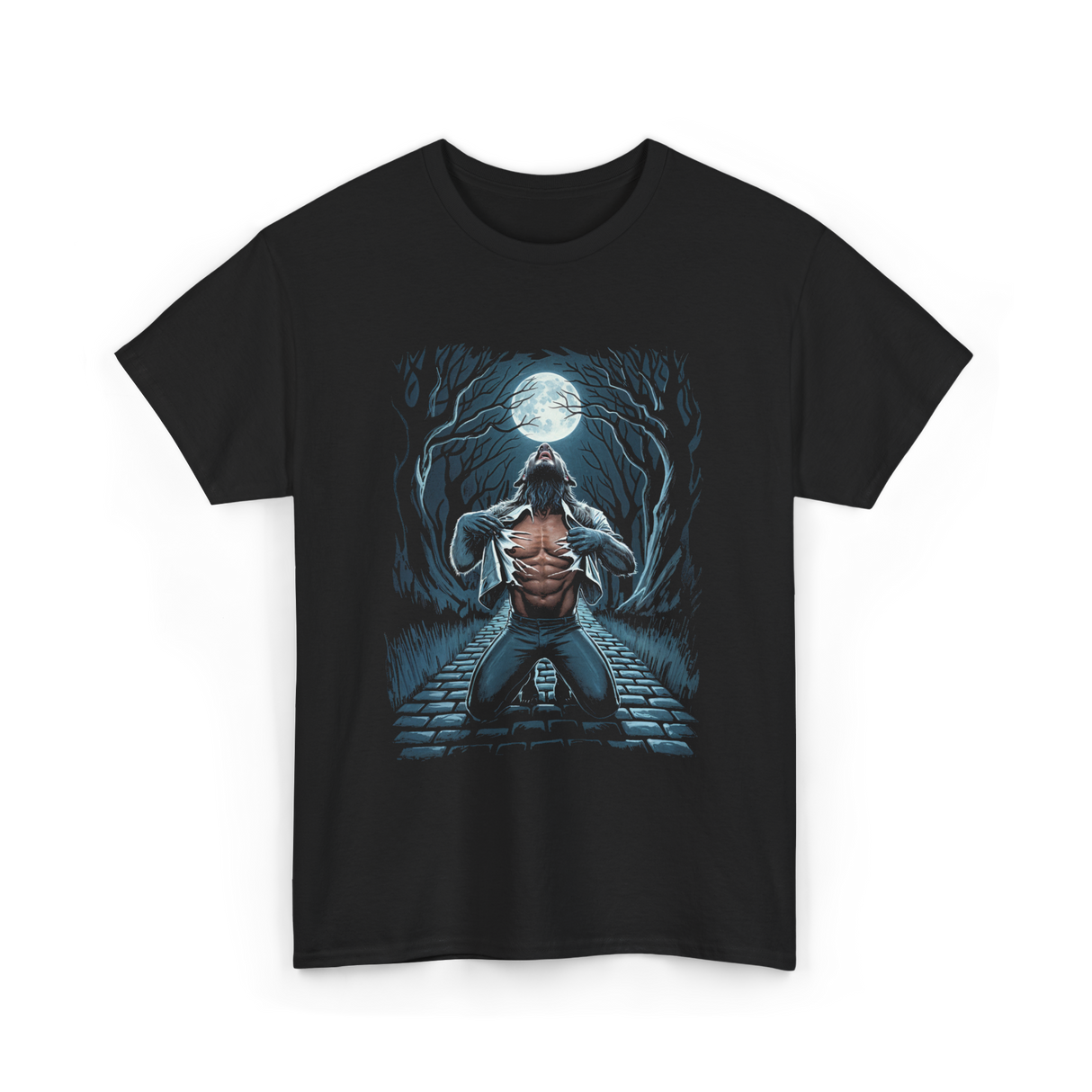 Werewolf Howling Moon Werewolf T-Shirt - Black