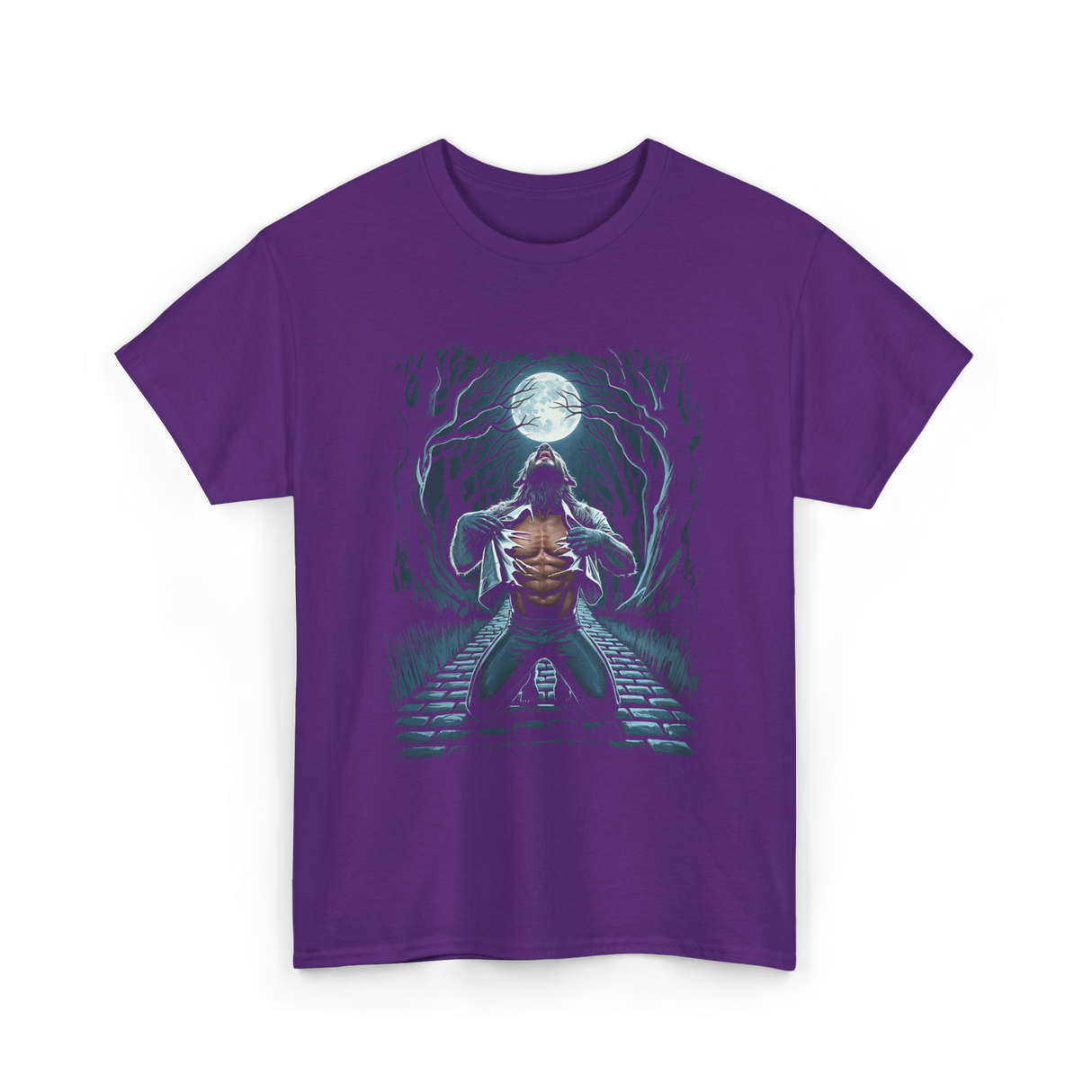 Werewolf Howling Moon Werewolf T-Shirt - Purple