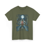 Werewolf Howling Moon Werewolf T-Shirt - Military Green