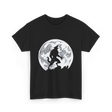 Werewolf Howling Moon Wolf T-Shirt - Black