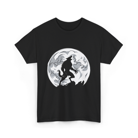 Werewolf Howling Moon Wolf T-Shirt - Black