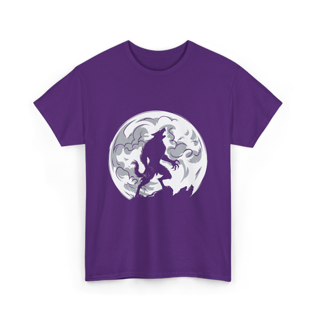 Werewolf Howling Moon Wolf T-Shirt - Purple