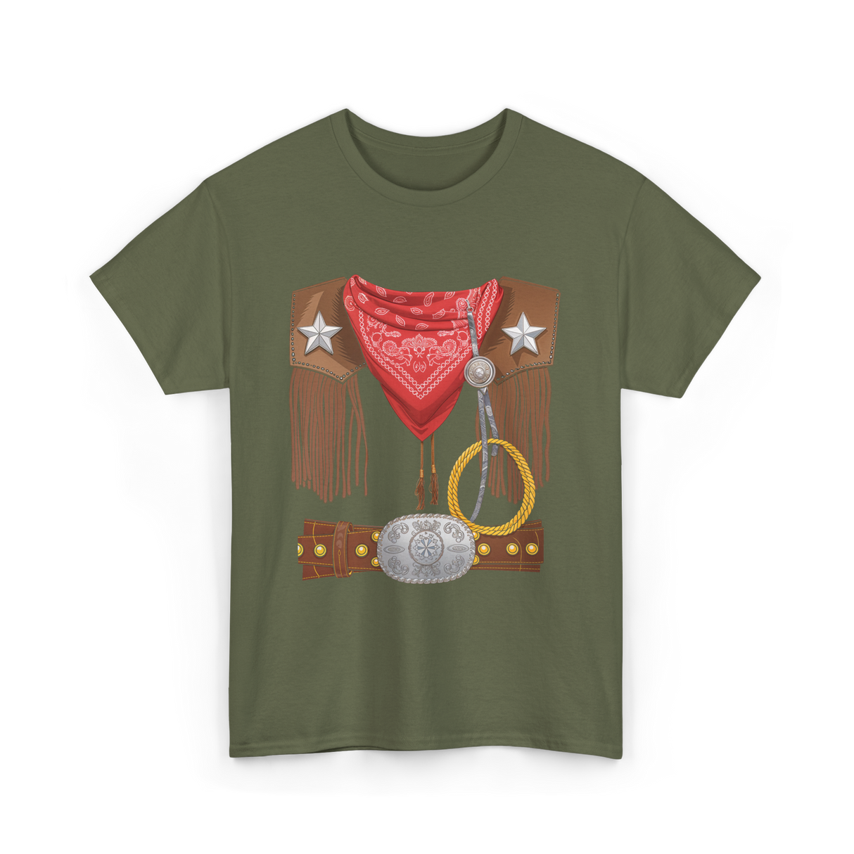 Western Cowboy Costume Cowboy T-Shirt - Military Green