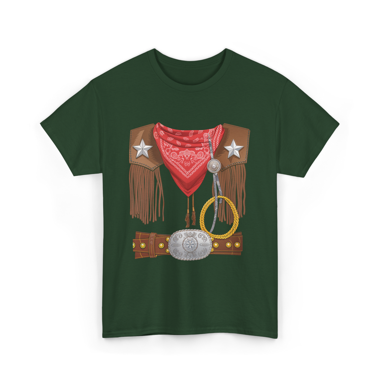 Western Cowboy Costume Cowboy T-Shirt - Forest Green