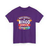 What Happens At Bingo Bingo Player T-Shirt - Purple