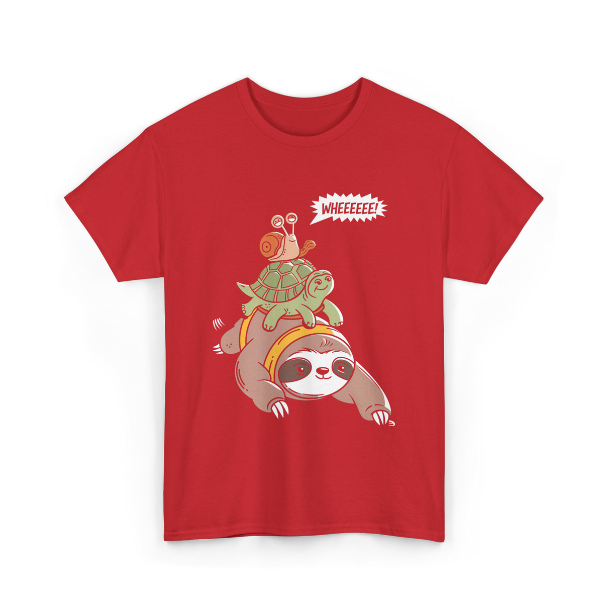 Wheeeee Sloth Tortise Snail T-Shirt - Red