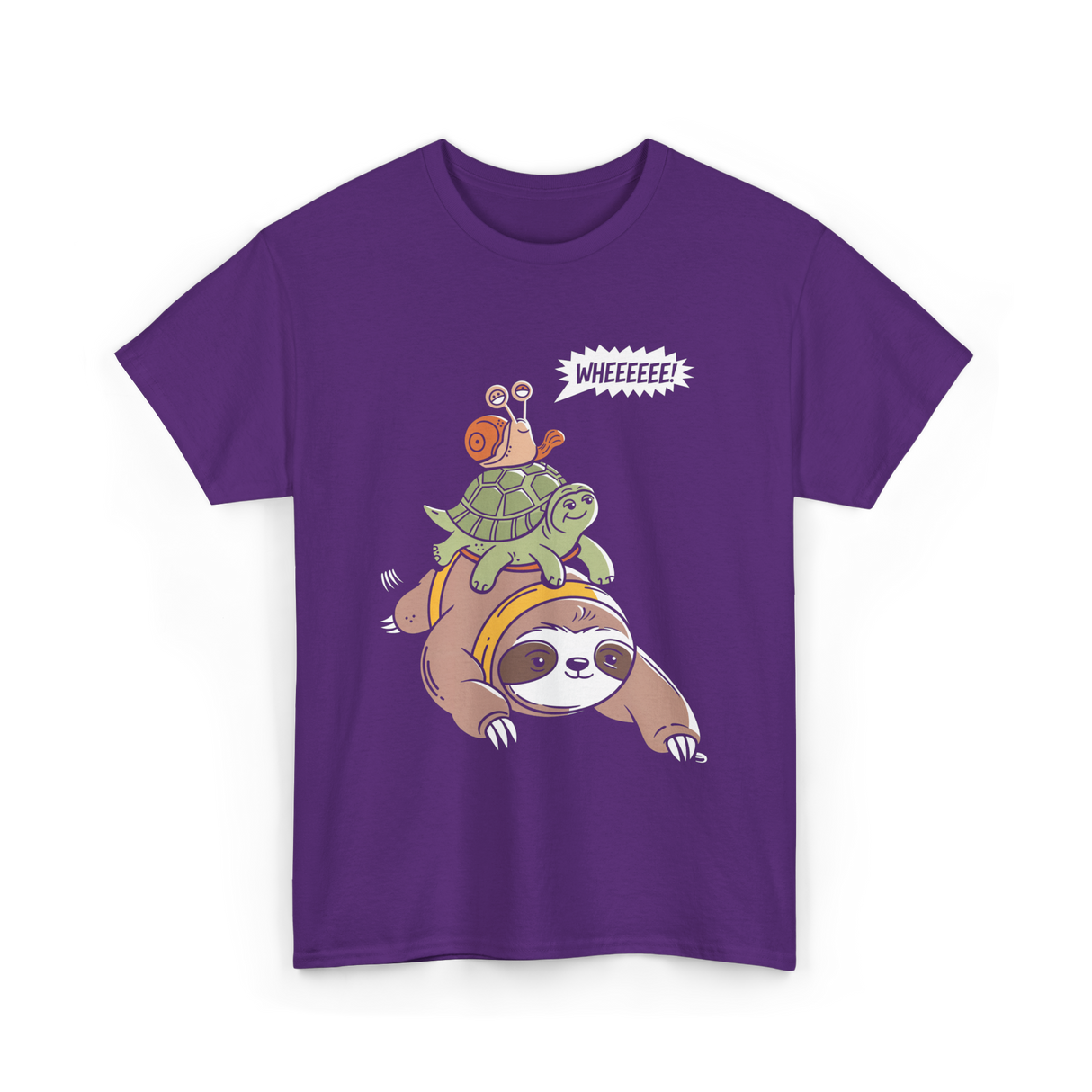 Wheeeee Sloth Tortise Snail T-Shirt - Purple