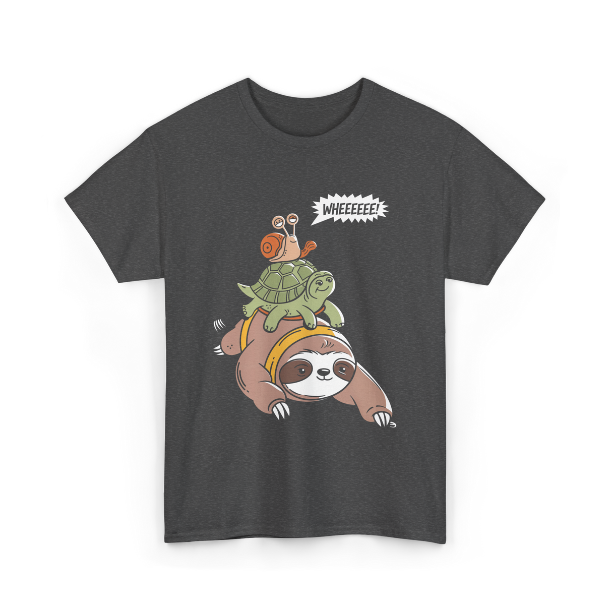 Wheeeee Sloth Tortise Snail T-Shirt - Dark Heather