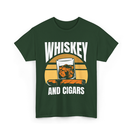 Whiskey And Cigars Whiskey Enthusiast T-Shirt - Forest Green