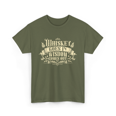 Whiskey Goes In Drinker Wisdom T-Shirt - Military Green