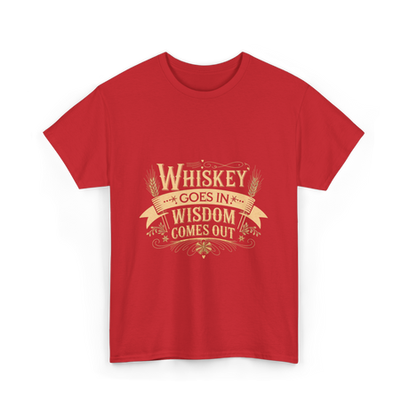 Whiskey Goes In Wisdom Comes Out Drinker T-Shirt - Red